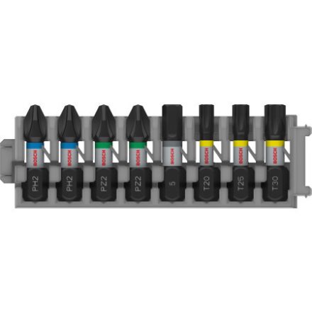 BOSCH PRO Impact Bit-Set 8-teilig 25m (PH2x2 / PZ2x2 / H5/T20/T25/T30x1 Stk) 1/4" Hex