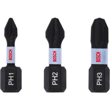 BOSCH Bitspitzen-Set 3-teilig PH1 / PH2 / PH3 x 25 mm Impact Control
