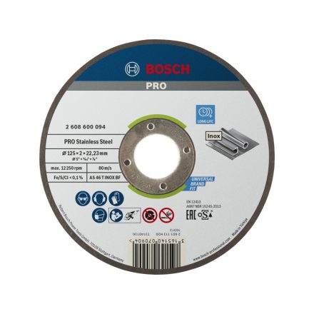 BOSCH PRO Trennscheibe Inox 125 x 2,0 x 22,2 mm AS 46 T INOX BF (oSa)