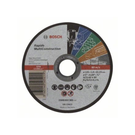 BOSCH Trennscheibe 125 x 1,0 x 22,2 mm gerade ACS 60 V BF Rapido Multi Construction