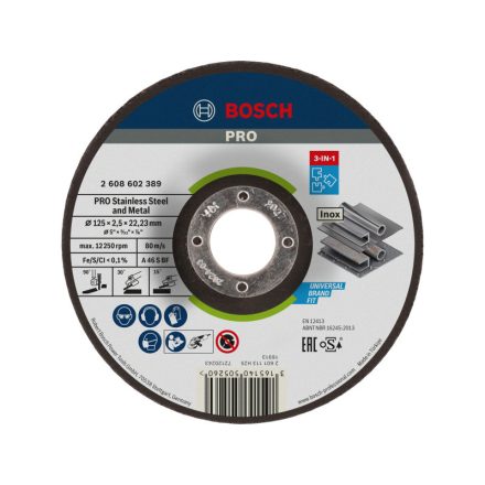 BOSCH PRO Trennscheibe für Inox/Metall 125 x 2,5 x 22,2 mm 3 in 1 A 46 S BF (oSa)