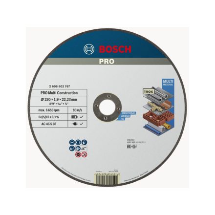 BOSCH PRO Trennscheibe Multi Material 230 x 1,9 x 22,2 mm AC 46 S BF (oSa)
