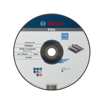 BOSCH PRO Trennscheibe für Metall 230 x 3,0 x 22,2 mm kegelig A 30 S BF