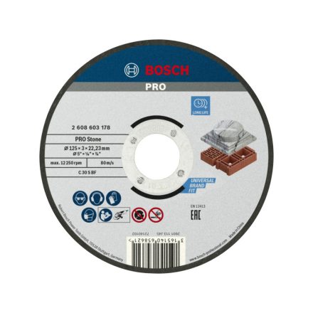 BOSCH PRO Trennscheibe für Stein 125 x 3,0 x 22,2 mm C 30 S BF
