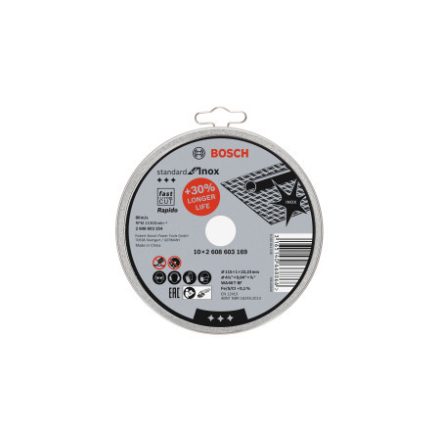 BOSCH Trennscheibe für Metall 115 x 1,0 x 22,2 mm Inox gerade WA 60 T BF Rapido in Metallbox (10 Stück)