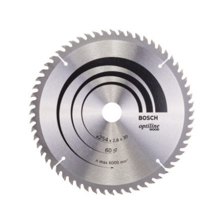 BOSCH Sägeblatt für Holz 254 x 30 x 2,8 mm / 60T Optiline Wood ATB
