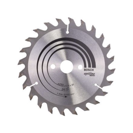 BOSCH Sägeblatt für Holz 150 x 20/16 x 2,4 mm / 24T Optiline Wood ATB