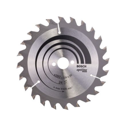 BOSCH Sägeblatt für Holz 160 x 20/16 x 2,6 mm / 24T Optiline Wood ATB