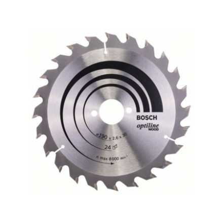 BOSCH Sägeblatt für Holz 190 x 30 x 2,6 mm / 24T Optiline Wood ATB