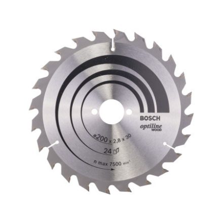 BOSCH Sägeblatt für Holz 200 x 30 x 2,8 mm / 24T Optiline Wood ATB