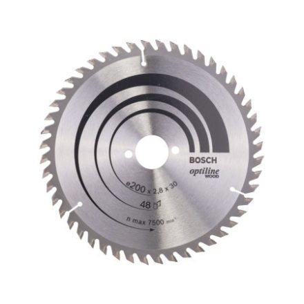 BOSCH Sägeblatt für Holz 200 x 30 x 2,8 mm / 48T Optiline Wood ATB