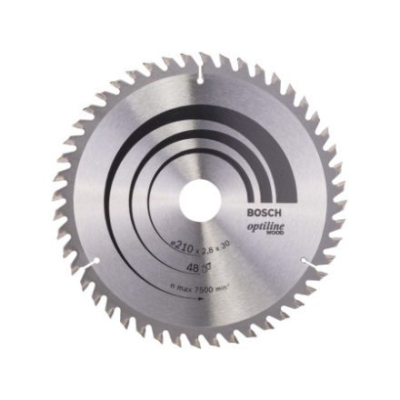 BOSCH Kreissägeblatt für Holz 210 x 30 x 2,8 mm / 48T Optiline Wood ATB