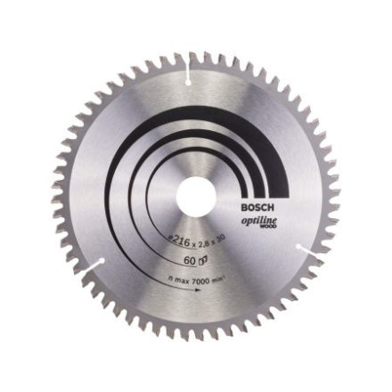 BOSCH Sägeblatt für Holz 216 x 30 x 2,8 mm / 60T Optiline Wood ATB / N