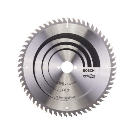BOSCH Sägeblatt für Holz 250 x 30 x 3,2 mm / 60T Optiline Wood ATB / KW