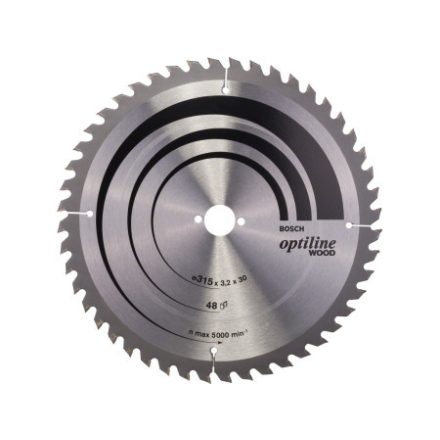 BOSCH Sägeblatt für Holz 315 x 30 x 3,2 mm / 48T Optiline Wood ATB / UW