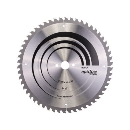 BOSCH Sägeblatt für Holz 350 x 30 x 3,5 mm / 54T Optiline Wood ATB / UW