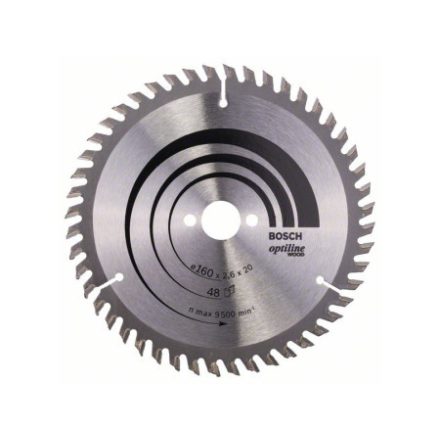 BOSCH Sägeblatt für Holz 160 x 20/16 x 2,6 mm / 48T Optiline Wood ATB