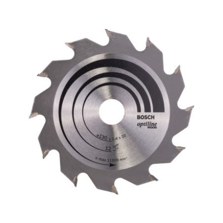 BOSCH Sägeblatt für Holz 130 x 20/16 x 2,4 mm / 12T Optiline Wood ATB