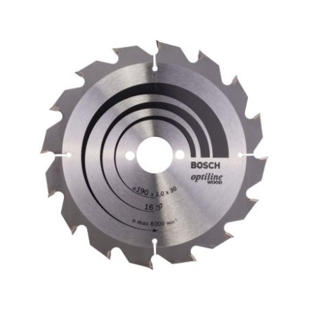 BOSCH Sägeblatt für Holz, 190 x 30 x 2,0 mm / 16T Optiline Wood ATB