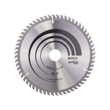 BOSCH Kreissägeblatt für Holz 210 x 30 x 2,8 mm / 60T Optiline Wood ATB
