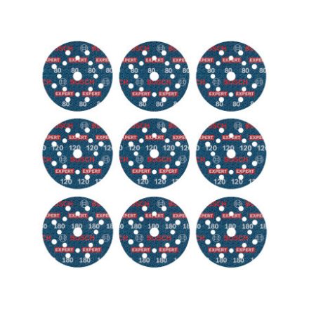 BOSCH EXPERT O780 Folien Klettschleifscheibenset 9-teilig 125 mm Keramikkörnung