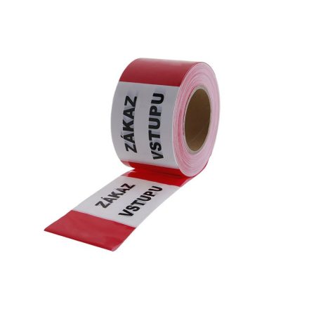Straßenmarkierungsband, rot-weiß 80 mm x 250 m mit slowakischer Aufschrift