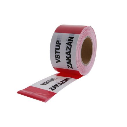 Straßenmarkierungsband, rot-weiß 80 mm x 250 m mit tschechischer Aufschrift