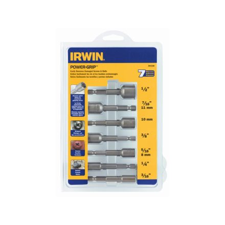IRWIN Power-Grip Set zum Entfernen gebrochener Schraubenköpfe mit 7-teiligem Bithalter