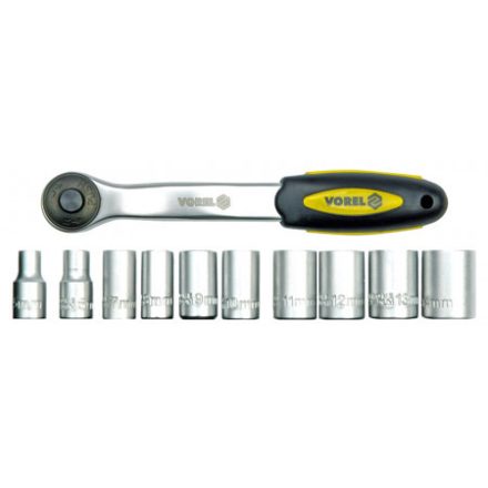 VOREL Steckschlüsselsatz 11-teilig 1/4" 5-14 mm CrV