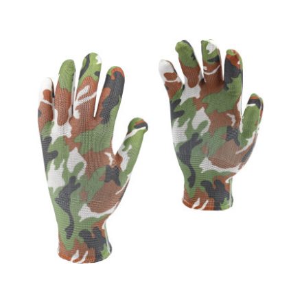 FLO Gartenhandschuhe mit grauem Feldmuster, Größe 8