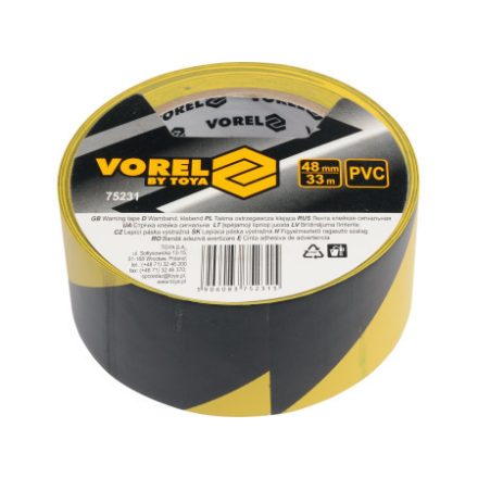 VOREL Selbstklebendes Markierungsband schwarz-gelb 48 mm x 33 m PVC
