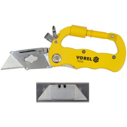 VOREL Taschenmesser mit Trapezklinge, Aluminiumkarabiner