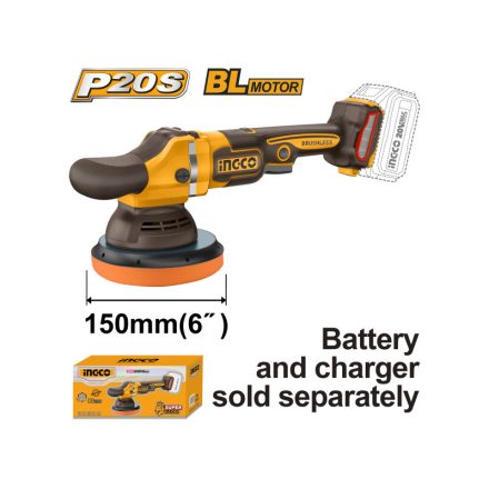 INGCO Akku-Polierer 150 mm bürstenlos 20 V (ohne Akku und Ladegerät)