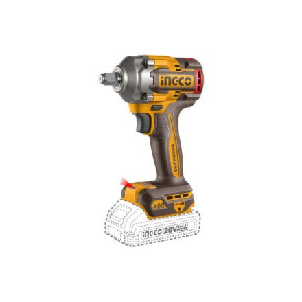 INGCO Akku-Schlagschrauber 1/2" 400 Nm bürstenloser 20 V (2 x 2,0 Ah Akku + Ladegerät)