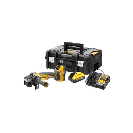 DEWALT Akku-Winkelschleifer 125 mm 18 V (2 x 5,0 Ah Power Stack Akku + Ladegerät + TSTAK)