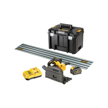 DEWALT Akku-Tauchkreissäge 54 V ohne Kohlebürste (2 x 6,0 Ah Akku + Ladegerät + Schiene) DCS520T2R