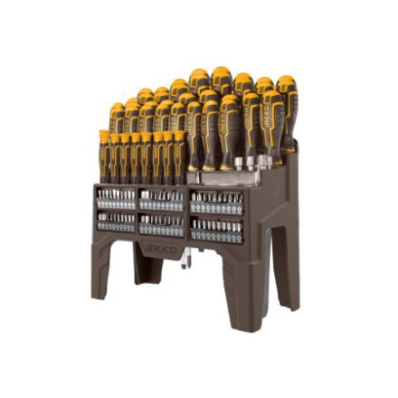 INGCO Schraubendreher und Bit-Set 100-teilig magnetisch CrV