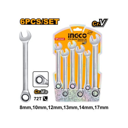 INGCO Ratschenschlüssel-Set 6-teilig 8-17 mm CrV
