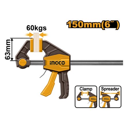 INGCO Einhand-Schnellspanner 150 x 63 mm