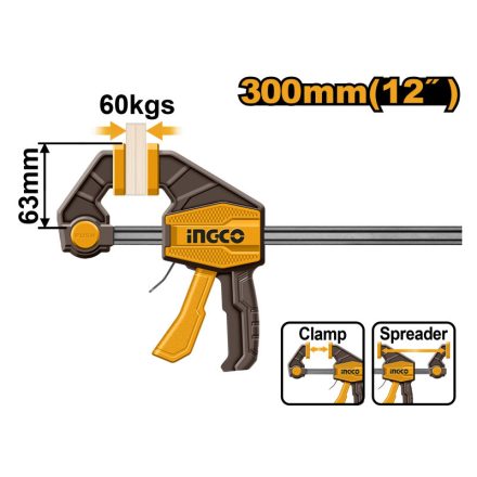 INGCO Einhand-Schnellspanner 300 x 63 mm