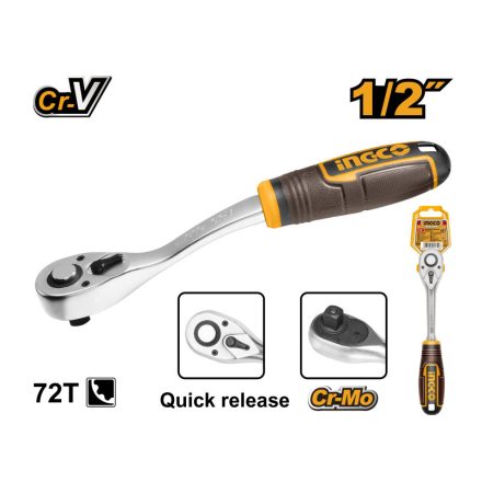 INGCO Knarrenantrieb 1/2" 255 mm 72T gebogen CrV