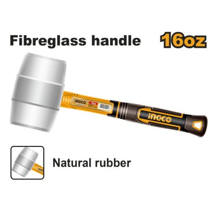 INGCO Gummihammer 450 g mit Glasfasergriff