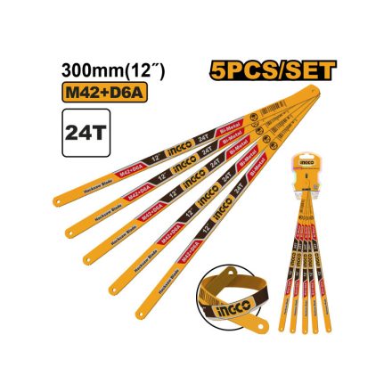INGCO Handsägeblatt für Metall 300 / 12 mm 24 TPI Bi-Metall (5 Stück)