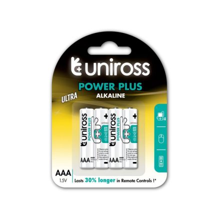 UNIROSS AAA/Micro langlebige Alkalibatterie 1,5 V (4 Stück)