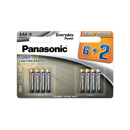PANASONIC AAA/Micro langlebige Alkalibatterie 1,5 V (8 Stück)
