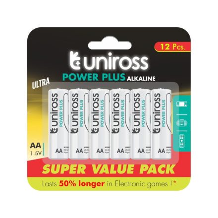 UNIROSS VALUE AA/Bleistift langlebige Alkalibatterie 1,5 V (12 Stück)