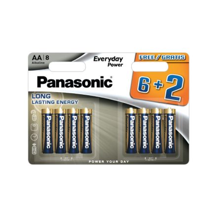 PANASONIC AA/Bleistift langlebige Alkalibatterie 1,5 V (8 Stück)