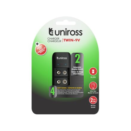 UNIROSS Blockbatterieladegerät mit 2 Schubladen 9 V