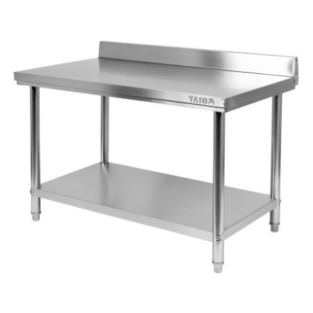 YATO GASTRO Inox-Arbeitstisch mit unterer Ablage und rückklappbarer Rückseite
