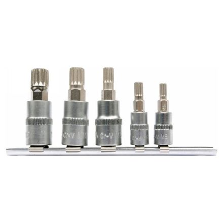 YATO Bit-Stecknuss-Satz 5-teilig Spline 1/4", 3/8" CrV